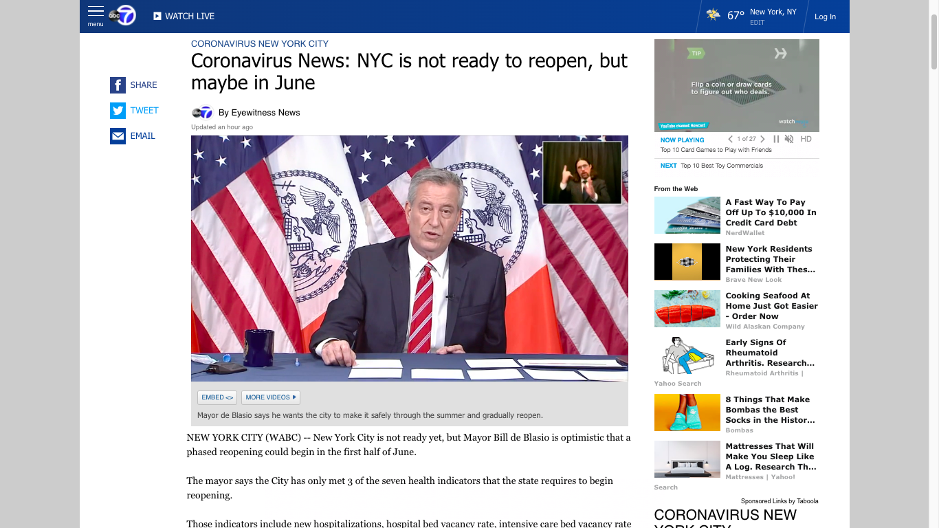 私たちは今どこにいる ニューヨーク市再開は６月半ば Nyc Could Reopen In Mid June Mayor Megumedia New York